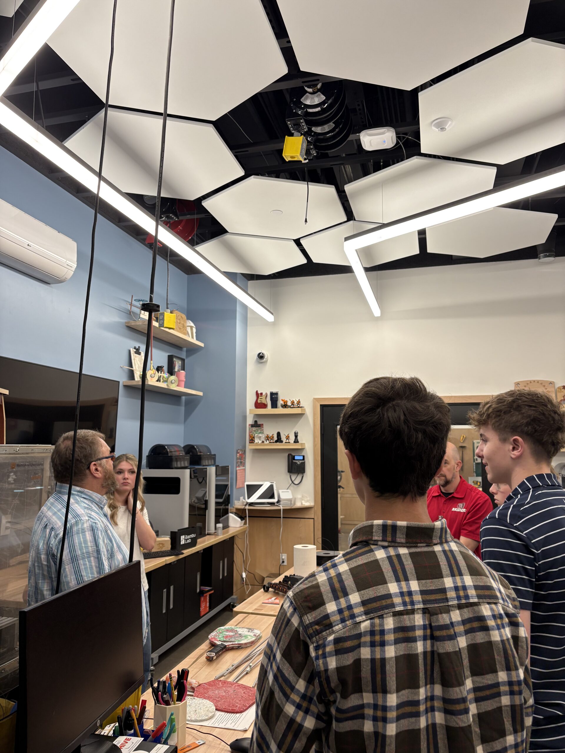 Students touring a STEM classroom